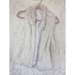 Apt. 9 Cream Ivory Shaggy Faux Fur Vest Sleeveless Jacket Womens Size S-M